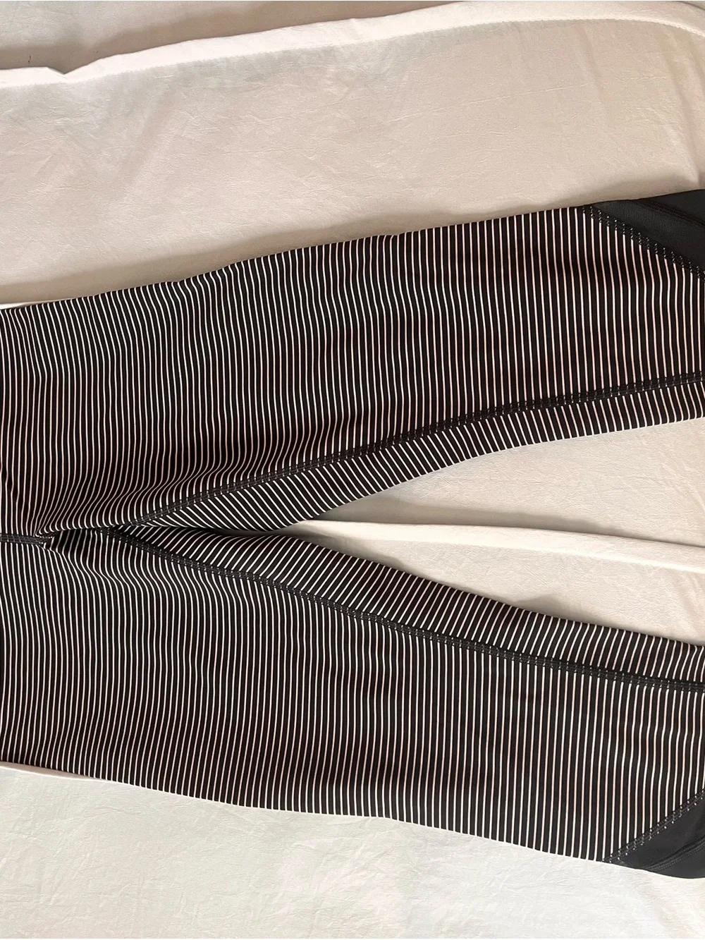 Lululemon athletica grey and cream/blush Thin-Striped Leggings